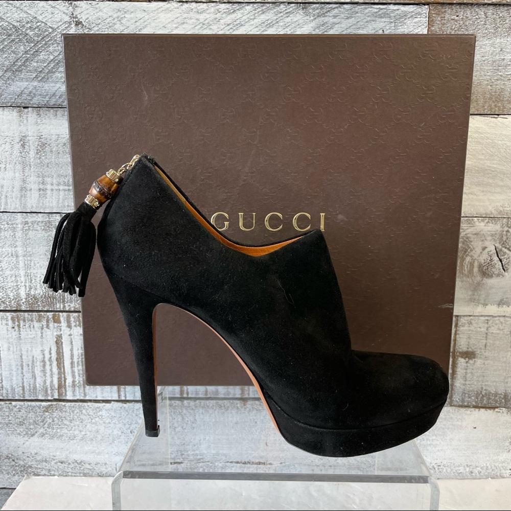 Gucci black suede booties European size 40.5 or US size 10